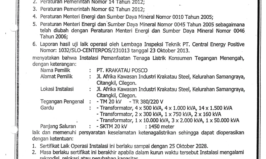 Projects Electrical Certificate Work / Cilegon - Banten, Indonesia 2 ~blog/2024/6/11/slo_page_1